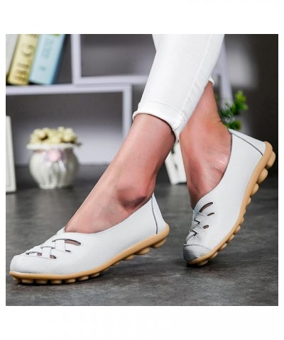 Flat Walking Shoes Womens Comfort Walking Flat Loafer Slip On Leather Loafer Comfortable Flat Shoes Z 05-white $17.88 Loafers...