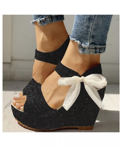 Wedge Platform Sandals for Women, Buckle Ankle Strappy Open Toe Espadrilles Sandals Bohemia Beaded Comfort Beach Sandals D10 ...