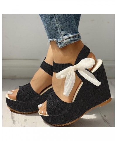 Wedge Platform Sandals for Women, Buckle Ankle Strappy Open Toe Espadrilles Sandals Bohemia Beaded Comfort Beach Sandals D10 ...