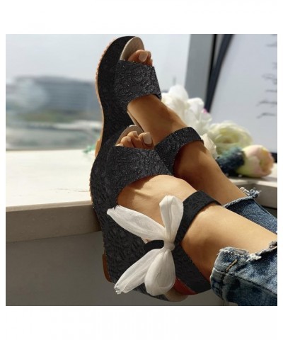 Wedge Platform Sandals for Women, Buckle Ankle Strappy Open Toe Espadrilles Sandals Bohemia Beaded Comfort Beach Sandals D10 ...