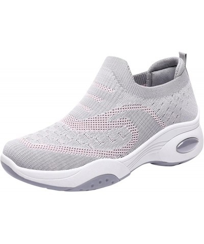 Fashion Autumn Women Sports Flat Bottom Non Slip Lightweight Fly Woven Mesh Breathable Sneaker Ball Dress for Grey $17.40 Ath...