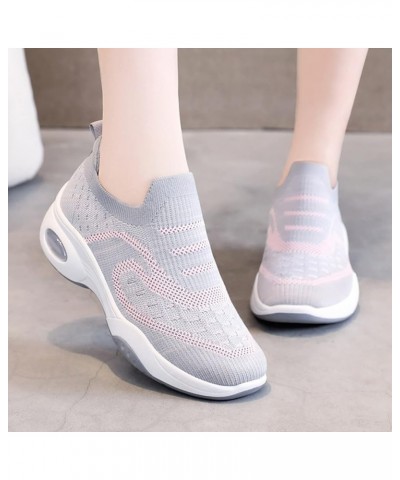 Fashion Autumn Women Sports Flat Bottom Non Slip Lightweight Fly Woven Mesh Breathable Sneaker Ball Dress for Grey $17.40 Ath...