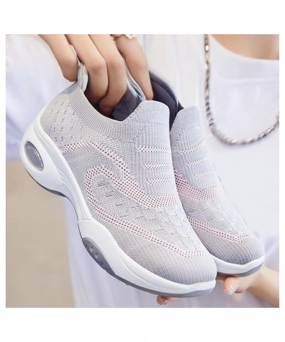 Fashion Autumn Women Sports Flat Bottom Non Slip Lightweight Fly Woven Mesh Breathable Sneaker Ball Dress for Grey $17.40 Ath...