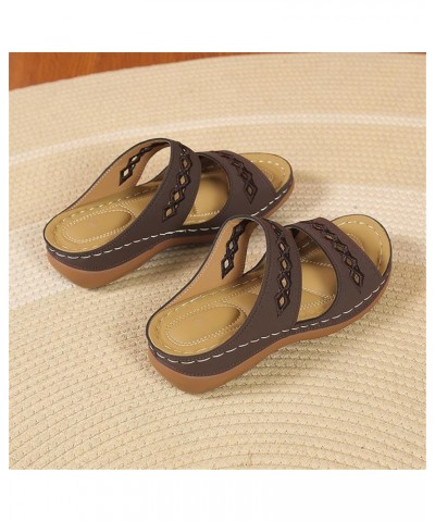 Womens Orthotic Slides Lightweight Mat Sandals Slip On Cushion Slippers Sandals with Plantar Fasciitis Arch Support Brown $13...