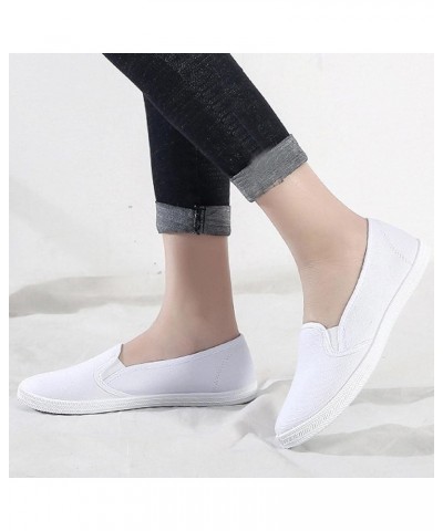 Walking Shoes for Women Canvas Sneakers Slip On Shoes Lace Up Loafers Lightweight Running Shoes 02 White $13.05 Athletic Shoes