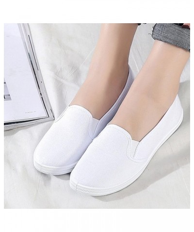 Walking Shoes for Women Canvas Sneakers Slip On Shoes Lace Up Loafers Lightweight Running Shoes 02 White $13.05 Athletic Shoes