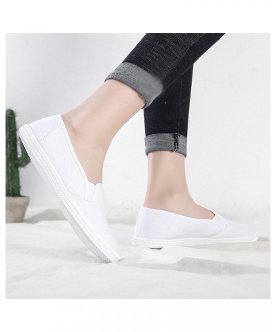 Walking Shoes for Women Canvas Sneakers Slip On Shoes Lace Up Loafers Lightweight Running Shoes 02 White $13.05 Athletic Shoes