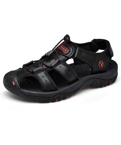 Leather Mens Beach Shoes Summer Outdoor Sandals and Slippers 11 Black $25.37 Sandals