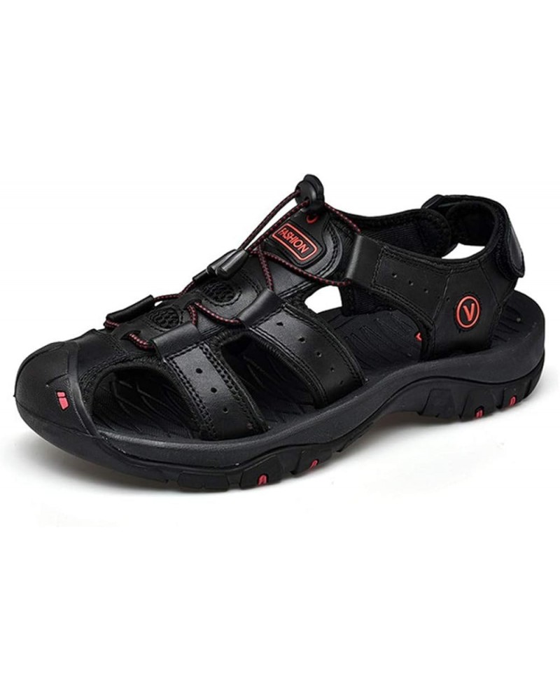 Leather Mens Beach Shoes Summer Outdoor Sandals and Slippers 11 Black $25.37 Sandals