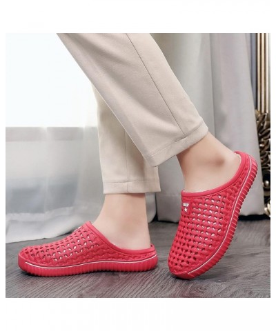 Mens Womens Warm Lined Clog Breathable Mesh House Slippers Winter Slip On Walking Garden Shoes Red $10.58 Mules & Clogs