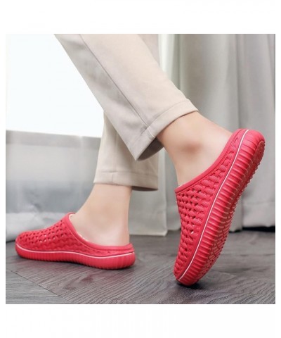 Mens Womens Warm Lined Clog Breathable Mesh House Slippers Winter Slip On Walking Garden Shoes Red $10.58 Mules & Clogs