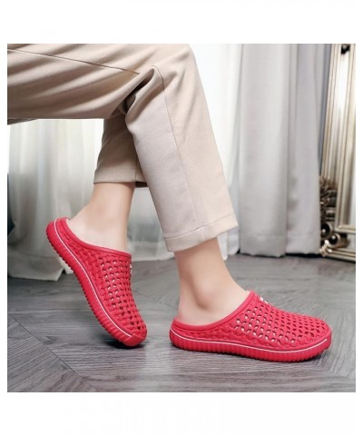 Mens Womens Warm Lined Clog Breathable Mesh House Slippers Winter Slip On Walking Garden Shoes Red $10.58 Mules & Clogs