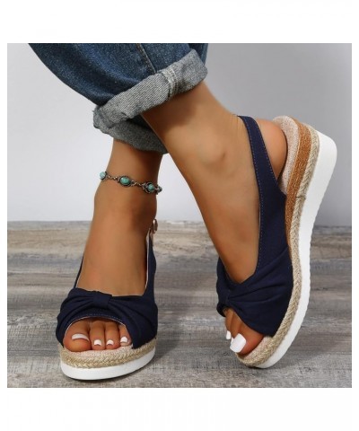 Wedge Sandals for Women Casual Summer Fish Mouth Open Toe Slingback Buckle Hemp Rope Platform Sandals Comfortable Outdoor Lad...