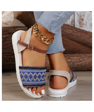 Sandals Womens Dressy Flat Platform Sandals Orthopedic Boho Sandals Slippers Casual Summer Womens Rubber Sandals Blue $12.47 ...