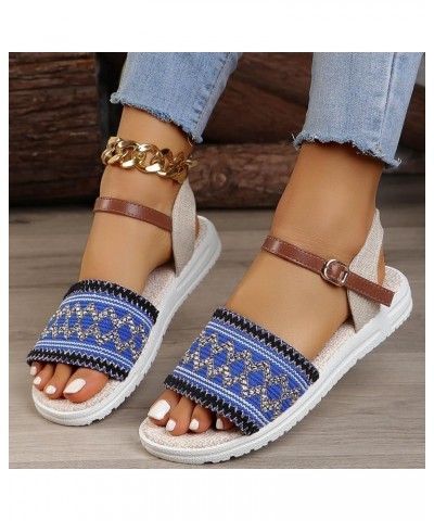 Sandals Womens Dressy Flat Platform Sandals Orthopedic Boho Sandals Slippers Casual Summer Womens Rubber Sandals Blue $12.47 ...