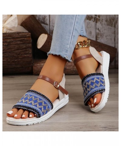 Sandals Womens Dressy Flat Platform Sandals Orthopedic Boho Sandals Slippers Casual Summer Womens Rubber Sandals Blue $12.47 ...