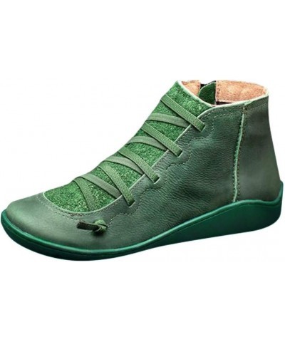 Fashion Women's Shoes Breathable Chunky High Heels Retro Zipper Short Boots Z-02 Green $9.51 Outdoor Shoes