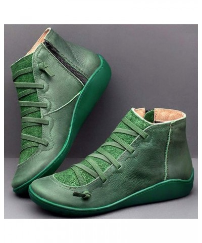 Fashion Women's Shoes Breathable Chunky High Heels Retro Zipper Short Boots Z-02 Green $9.51 Outdoor Shoes