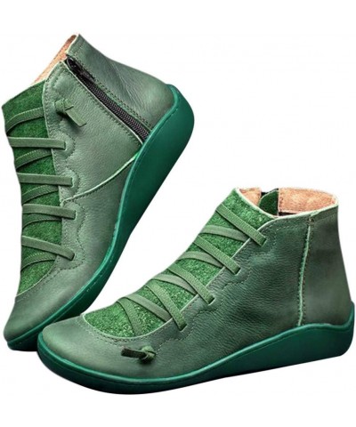 Fashion Women's Shoes Breathable Chunky High Heels Retro Zipper Short Boots Z-02 Green $9.51 Outdoor Shoes