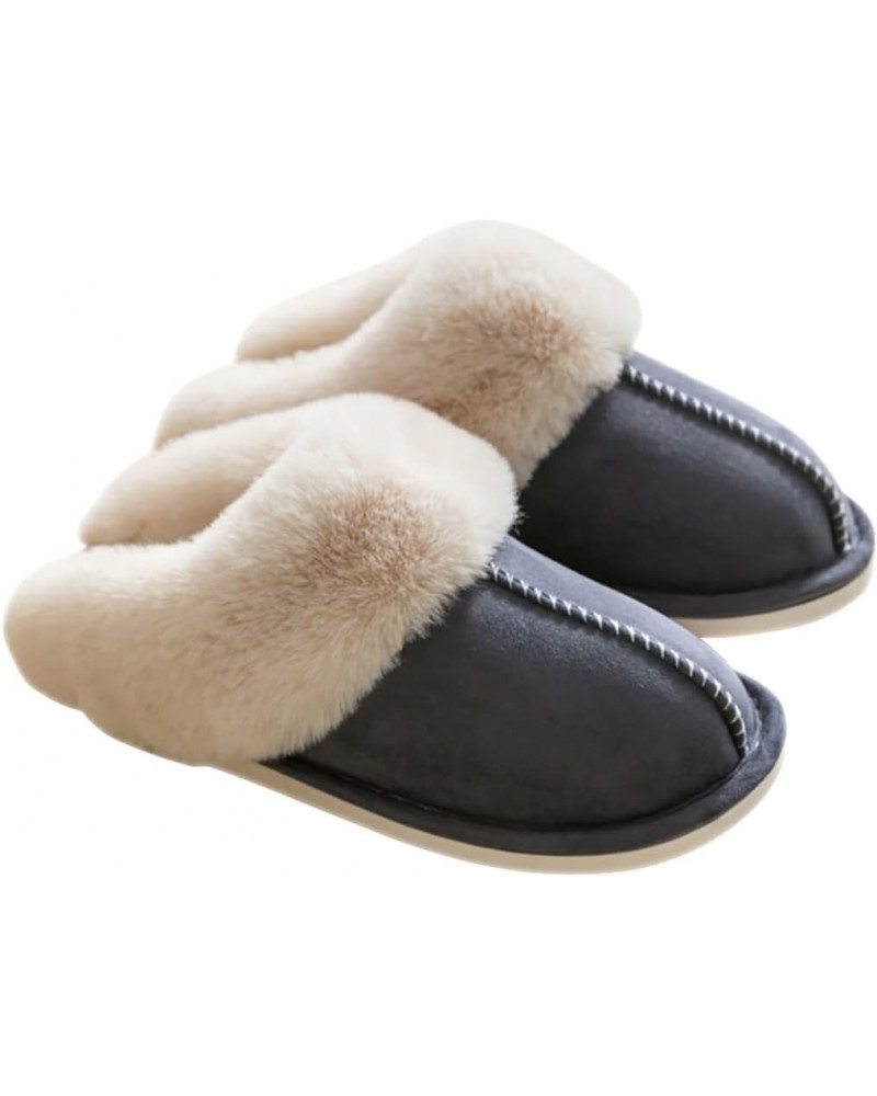 Comfortable Warm Furry Slippers Casual Breathable Slides Unisex Home Soft Slip Winter Fuzzy on Soft Slippers $14.05 Slippers