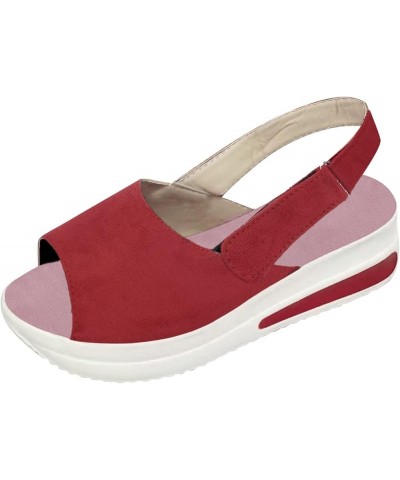 Wedges Platforms Toe Women's Shoes Sport Fashion Beach Sandals Casual Peep Women's Casual Shoes Fashion Shoes for Women Red $...