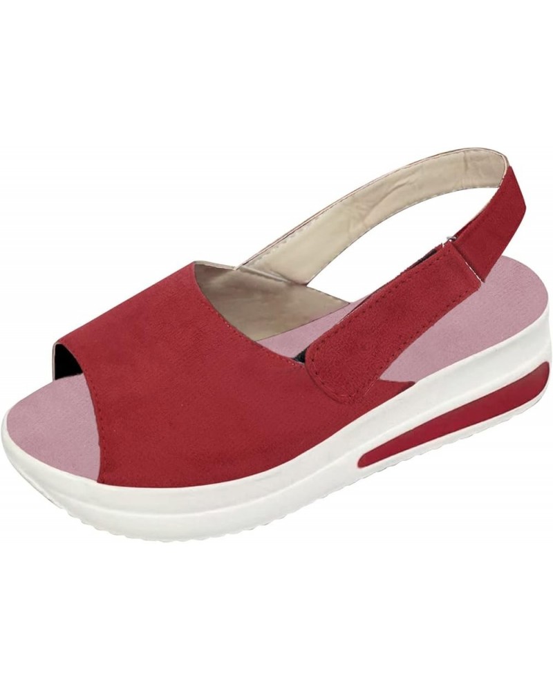 Wedges Platforms Toe Women's Shoes Sport Fashion Beach Sandals Casual Peep Women's Casual Shoes Fashion Shoes for Women Red $...