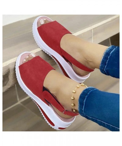 Wedges Platforms Toe Women's Shoes Sport Fashion Beach Sandals Casual Peep Women's Casual Shoes Fashion Shoes for Women Red $...