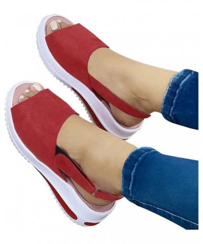 Wedges Platforms Toe Women's Shoes Sport Fashion Beach Sandals Casual Peep Women's Casual Shoes Fashion Shoes for Women Red $...