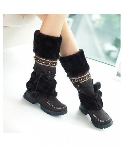 NANFAN Western Cowboy Boots Women Winter Snow Boot Suede Leather Snowshoes with Fringed Anti-Slip Cotton Mid Calf Boot Warm S...