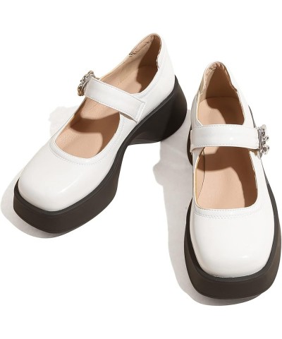 Women Round Toe Comfy Platform Mary Jane Shoes Beige 1 $29.06 Pumps