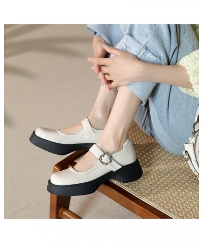 Women Round Toe Comfy Platform Mary Jane Shoes Beige 1 $29.06 Pumps