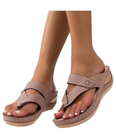 Orthopedic Sandals for Women, Platform Flip Flops Sandal Shoes Comfortable Summer Beach Travel Sandals 7.5 Brown-3 $14.21 San...