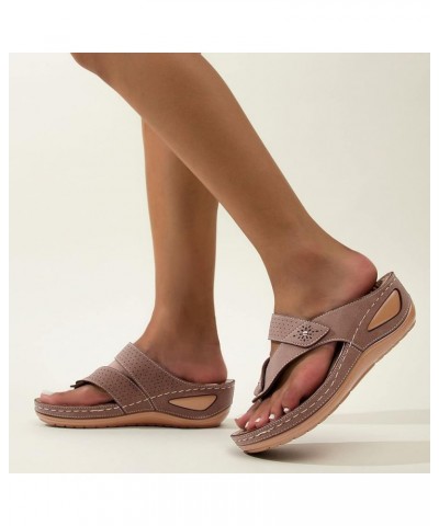 Orthopedic Sandals for Women, Platform Flip Flops Sandal Shoes Comfortable Summer Beach Travel Sandals 7.5 Brown-3 $14.21 San...