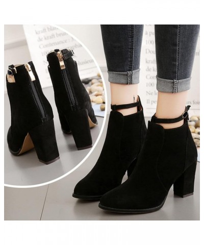 Ankle Boots Men Zipper Women's Leather Wide Width Western Ankle Boots Women Booties Low Kitten Heel Ankle Boots Pointed Toe T...