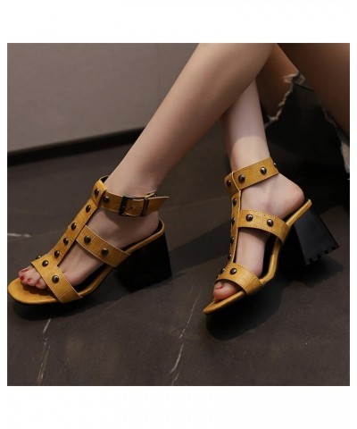 Ladies Fashion Snakeskin Leather Hollow Open Toe Metal Decorative Thick High Heel Buckle Roman Sandals Women Sandals Size 12 ...