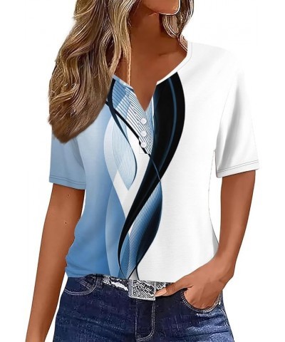 Womens Tops Neck Buttons Sexy Shirts Short Sleeve Dressy Blouses Geometric Print Sweatshirts Womens Tunic Top 1-white $10.99 ...