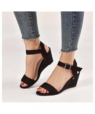 Summer Sandals for Women 2023 Wedges Platform Ankle Strap Slip On Wedge Sandal Open Toe Casual Dressy Heel Shoe Black $18.54 ...