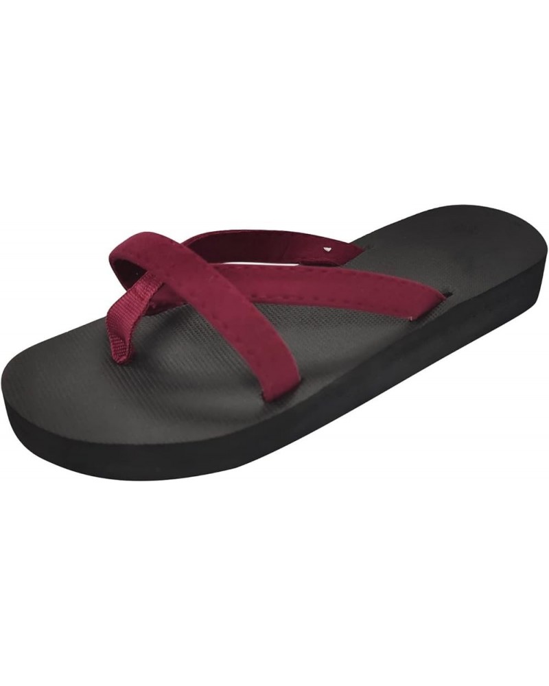 Flip-Flop Sandals Women Roman Flip Flops Vacation Holiday Slippers with Arch Support Flat Open Toe Slippers Red $12.38 Sandals