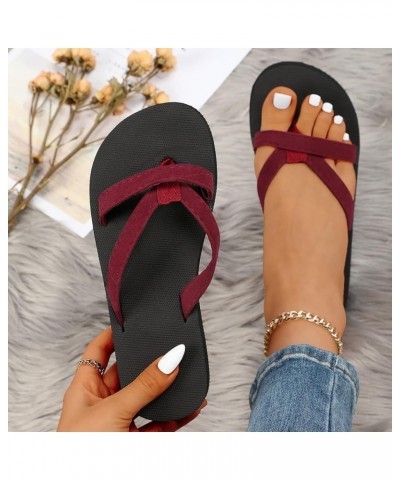 Flip-Flop Sandals Women Roman Flip Flops Vacation Holiday Slippers with Arch Support Flat Open Toe Slippers Red $12.38 Sandals