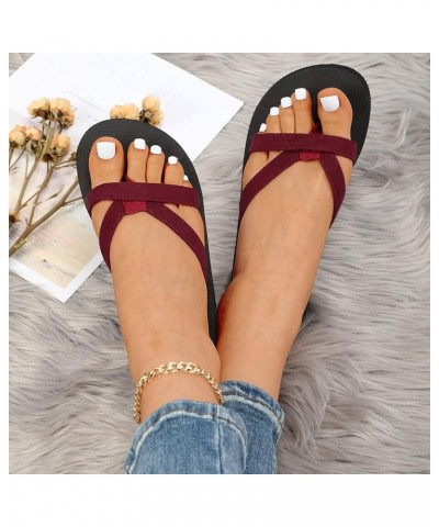 Flip-Flop Sandals Women Roman Flip Flops Vacation Holiday Slippers with Arch Support Flat Open Toe Slippers Red $12.38 Sandals