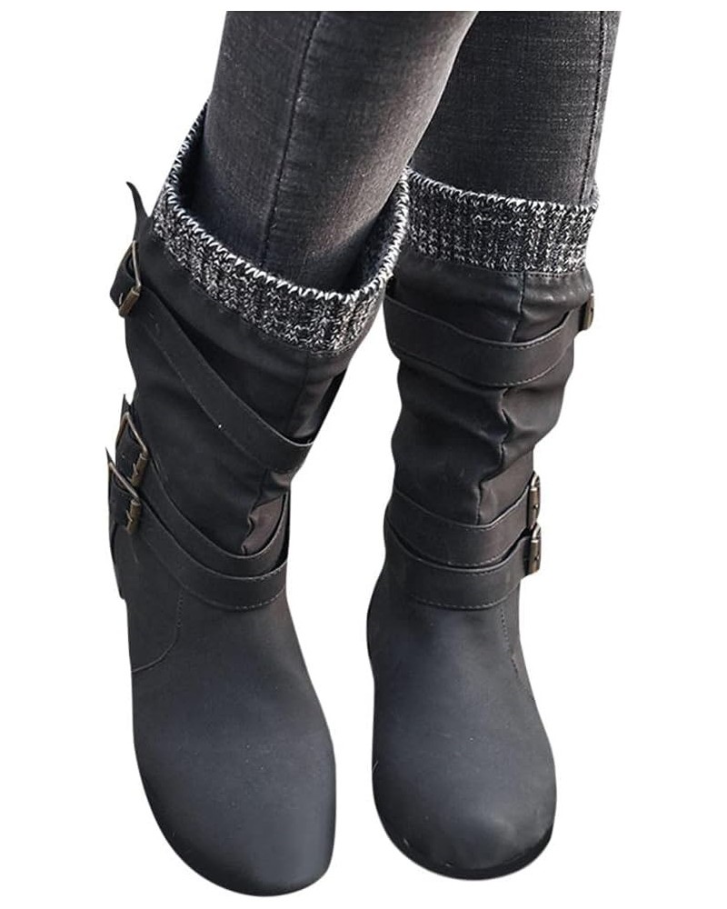 Snow Boots for Women Winter Shoes with Fur Lined Warm Comfortable Slip On Outdoor Waterproof Shoes Ankle Booties Black $30.83...