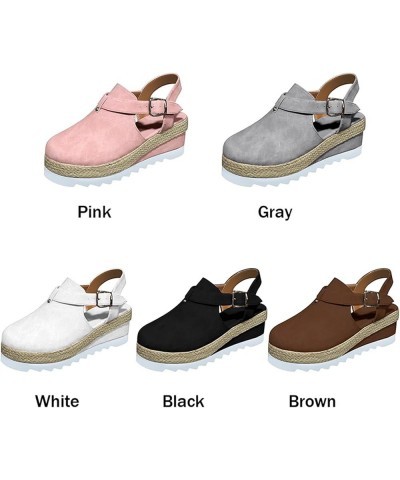 Sandals for Women Casual Summer Closed Toe Platform Sandal Shoes Casual Hollow Ankle Straps Shoes Slip On Soft Shoes,Gray,US9...