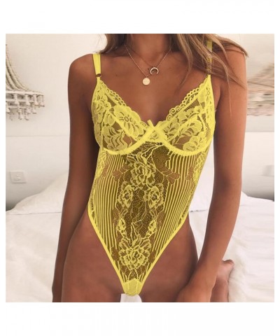 Sexy Lingerie plus Size Robe Underwear Sleepwear Bodysuit Jumpsuit Satin Slip plus Yellow $9.52 Fashion Sneakers