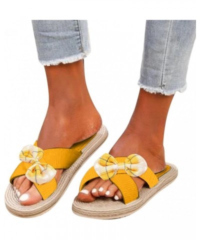 Sandals for Women Platform Bow Comfy Platform Slippers Sandal Summer Beach Travel Shoes Sandal Ladies Flip Flops Yellow $10.6...