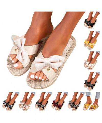 Sandals for Women Platform Bow Comfy Platform Slippers Sandal Summer Beach Travel Shoes Sandal Ladies Flip Flops Yellow $10.6...