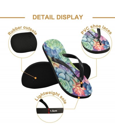 Flip Flop Sandals for Men Teen Women - Succulent Cactus Watercolor Beach Shoes Waterproof Outdoor Summer Beach Slippers 8-9 W...