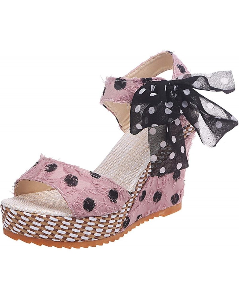 Women's Sandals Wedge Platform Sandals Adjustable Flip Flops Bohemian Ankle Strappy Zipper Flat Outdoor Sandals LS3 Pink $9.0...