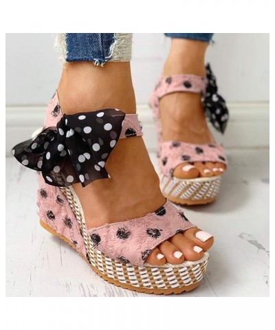 Women's Sandals Wedge Platform Sandals Adjustable Flip Flops Bohemian Ankle Strappy Zipper Flat Outdoor Sandals LS3 Pink $9.0...