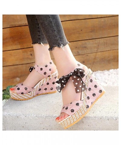 Women's Sandals Wedge Platform Sandals Adjustable Flip Flops Bohemian Ankle Strappy Zipper Flat Outdoor Sandals LS3 Pink $9.0...