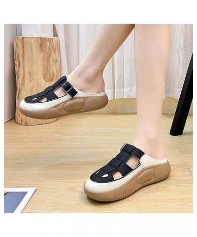 Summer Slippers Women's Outwear Shoes Casual Step On Lazy Little White Shoes Size 12 Womens Shoes Sandals Black $14.14 Sandals